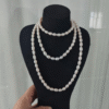 7-8mm rice-shaped pearl sweater chain, 155cm long.